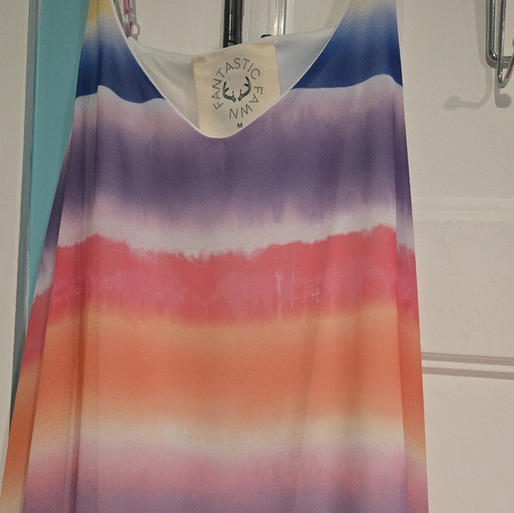 Fantastic Fawn rainbow tie dye dress boho flowy vibrant colors sz medium NWOT Ne - Picture 7 of 9